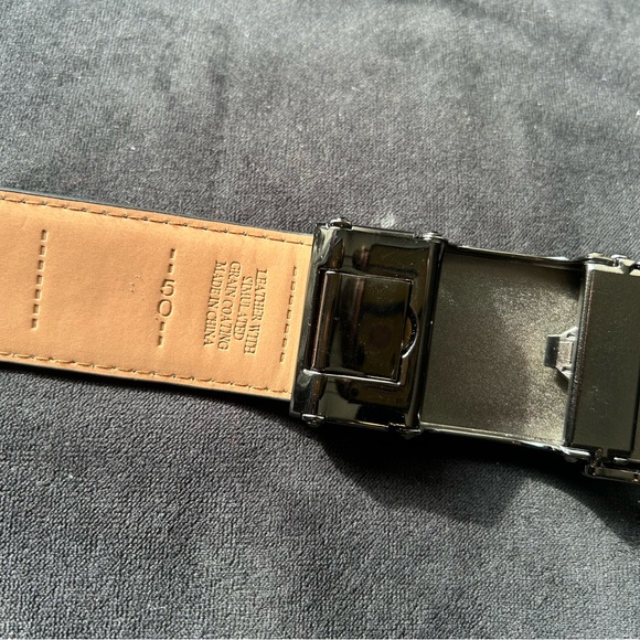 NEW MARK FRED Men's Black Leather Belt with Auto Ratchet. Size up to 50 - Picture 1 of 3